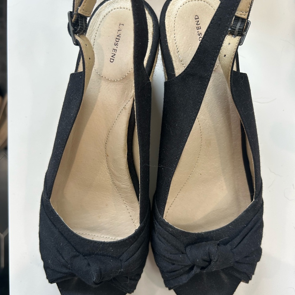 Lands' End Black Wedge Shoes with Classic Elegance